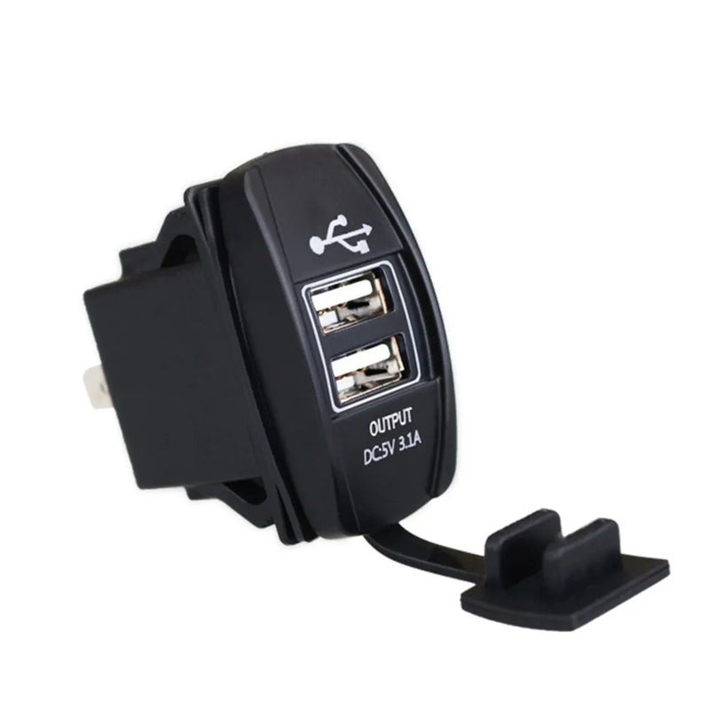Bluejw Rocker Switch Style Dual USB Car Charger 3.1A, LED Backlight, Automobile Charger Socket - [Color Option] - Image 1